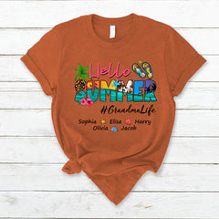 Lofaris Beach Hello Summer GrandmaLife Kids Custom T - Shirt