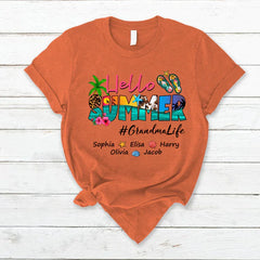 Lofaris Beach Hello Summer GrandmaLife Kids Custom T - Shirt