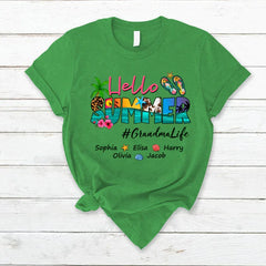 Lofaris Beach Hello Summer GrandmaLife Kids Custom T - Shirt