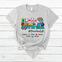 Lofaris Beach Hello Summer GrandmaLife Kids Custom T - Shirt