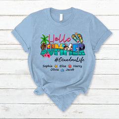 Lofaris Beach Hello Summer GrandmaLife Kids Custom T - Shirt