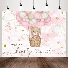 Lofaris Bearly Wait Teddy Bear Pink Cloud Baby Shower Backdrop
