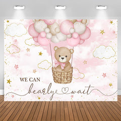 Lofaris Bearly Wait Teddy Bear Pink Cloud Baby Shower Backdrop