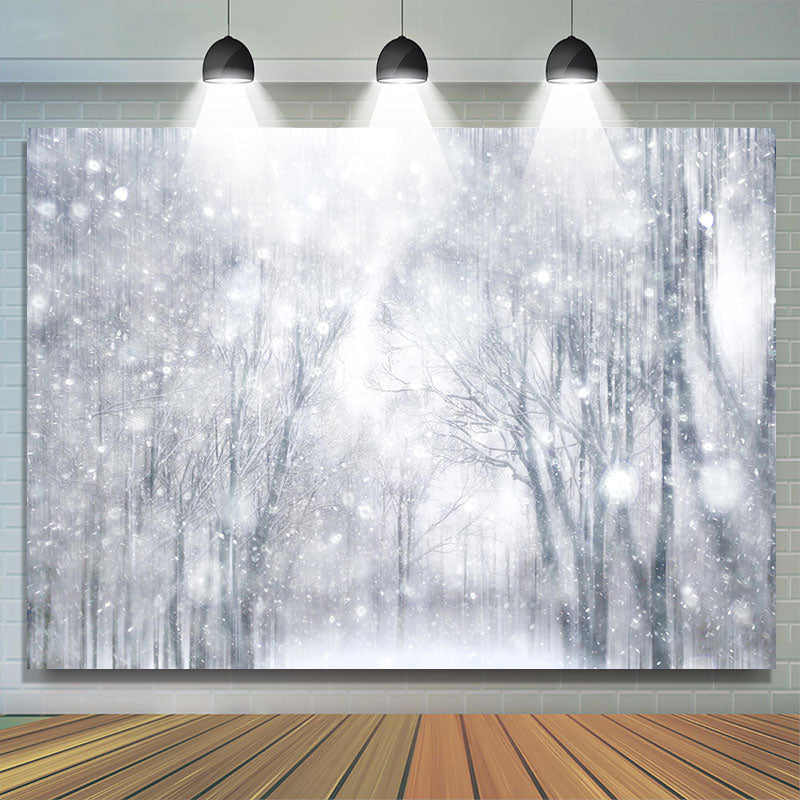 Lofaris Beautiful Black White Snow Forest Winter Backdrop