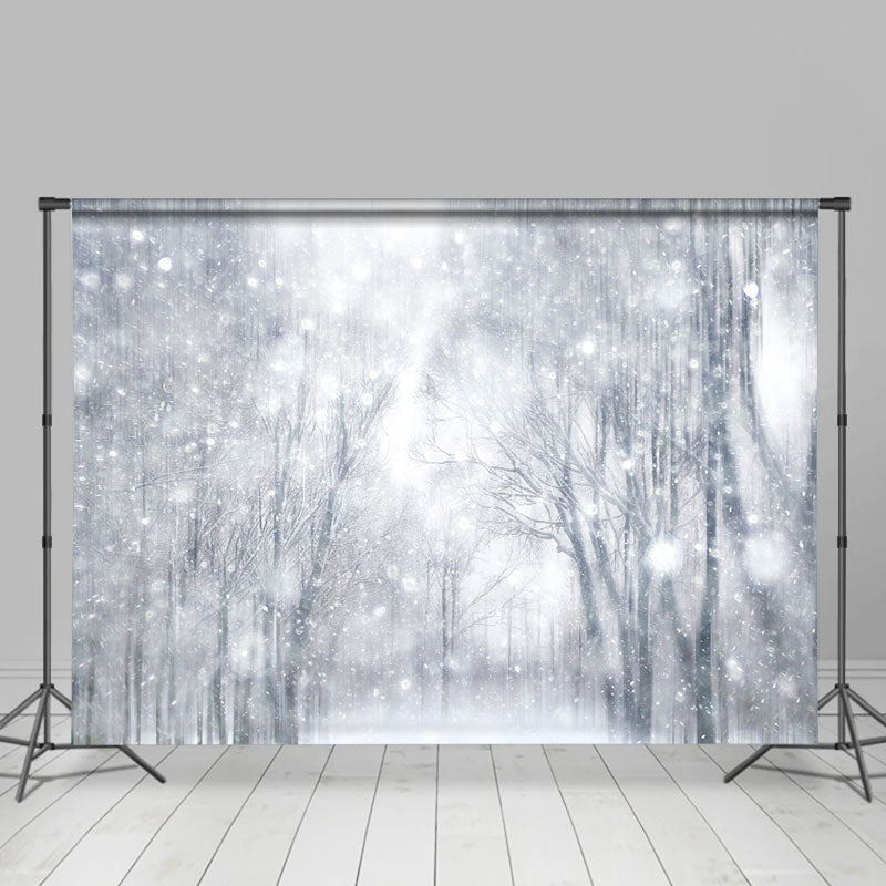 Lofaris Beautiful Black White Snow Forest Winter Backdrop