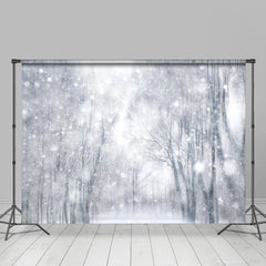 Lofaris Beautiful Black White Snow Forest Winter Backdrop