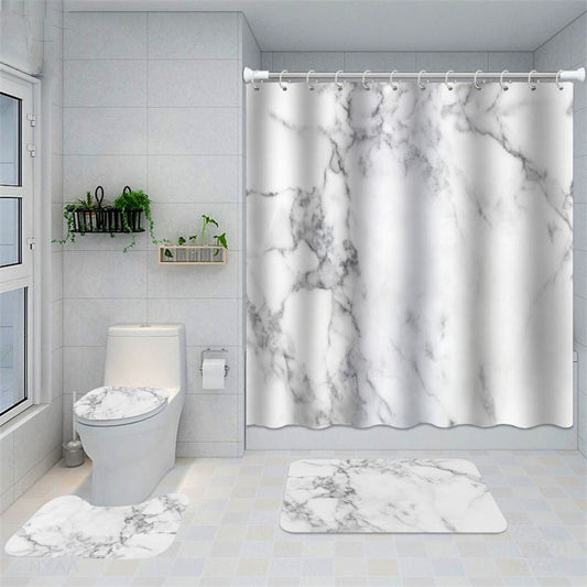 Lofaris Beautiful Gray Marbling Home Decor Bath Curtain