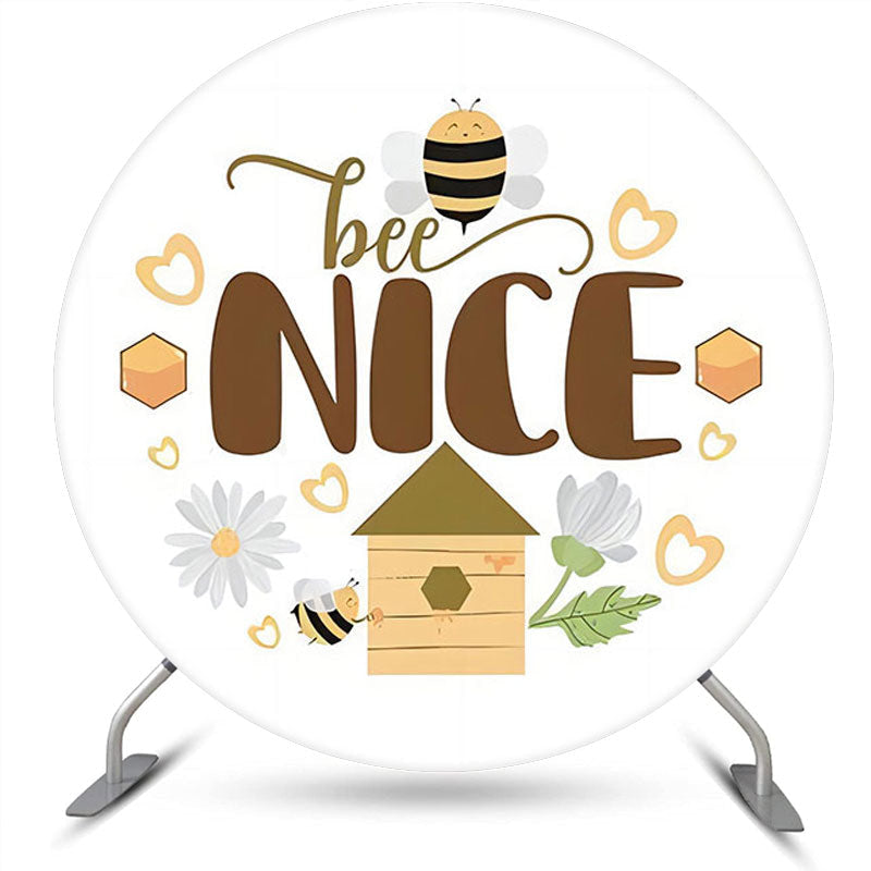 Lofaris Bee Nice Flower Heart Circle Baby Shower Backdrop