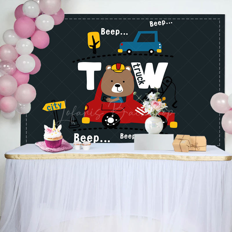Lofaris Beep Night Car Driving Two Truck Birthday Backdrop