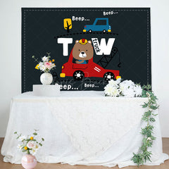 Lofaris Beep Night Car Driving Two Truck Birthday Backdrop