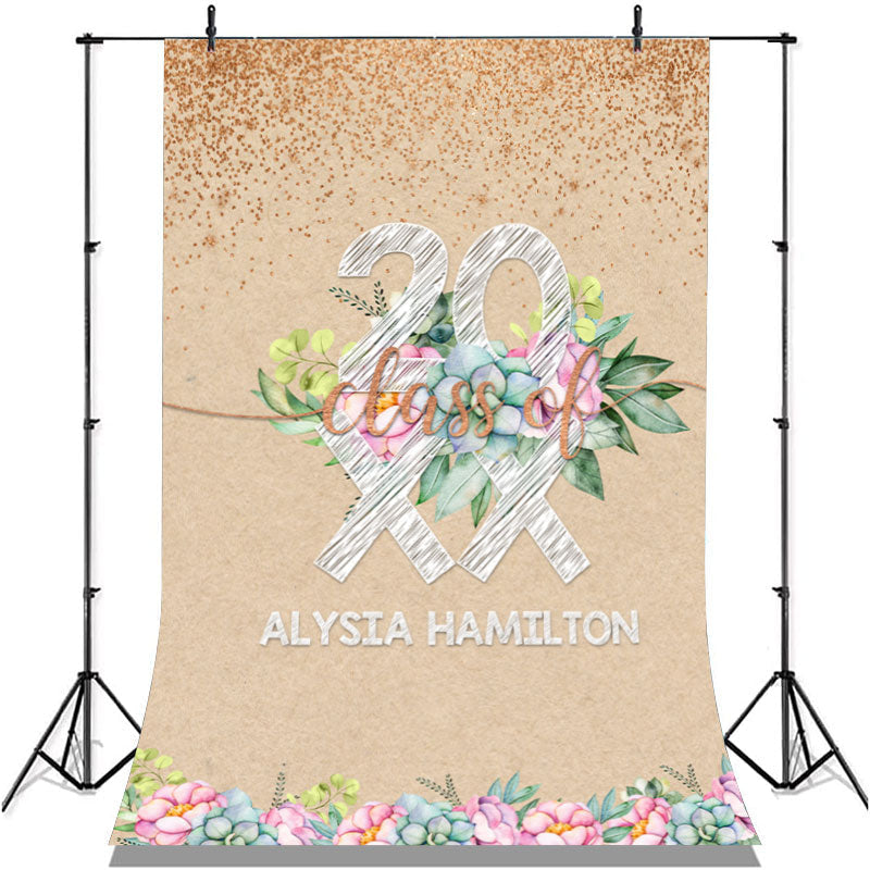 Lofaris Beige And Floral Themed Class Of 2022 Simple Backdrop