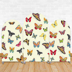 Lofaris Beige Colorful Butterfly Birthday Arch Backdrop Kit