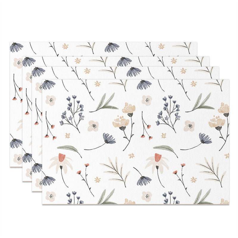 Lofaris Beige Floral Leaves Rustic Dining Set Of 4 Placemats