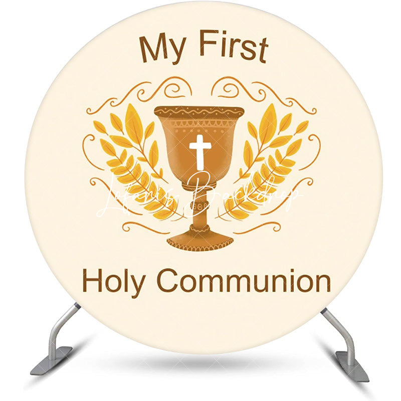 Lofaris Beige My First Holy Communion Grail Baptism Backdrop