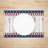 Lofaris Beige Red Blue Usa Flag Stars Set Of 4 Placemats