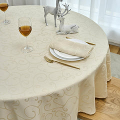 Lofaris Beige Round Luxury Premium Polyester Table Cover