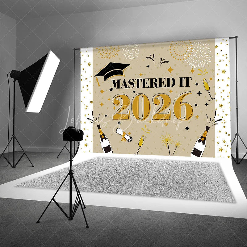 Lofaris Beige Theme Mastered It 2026 Grad Party Backdrop