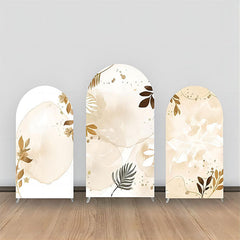 Lofaris Beige Watercolor Brown Leaves Arch Backdrop Kit