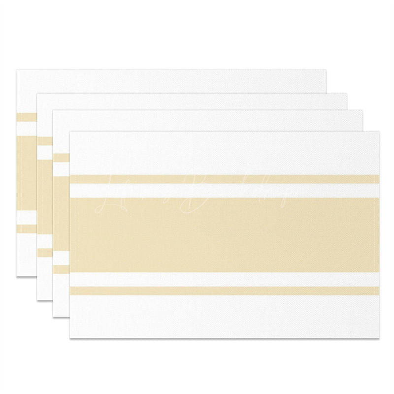 Lofaris Beige White Stripe Modern Dinner Set Of 4 Placemats