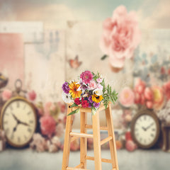 Lofaris Bell Flowers Vintage Birthday Cake Smash Backdrop