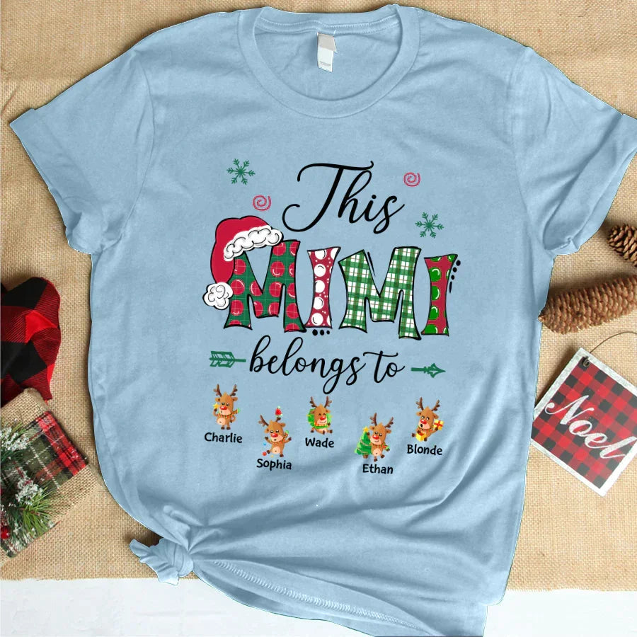 Lofaris Belongs To Christmas Reindeer Custom Name T-Shirt