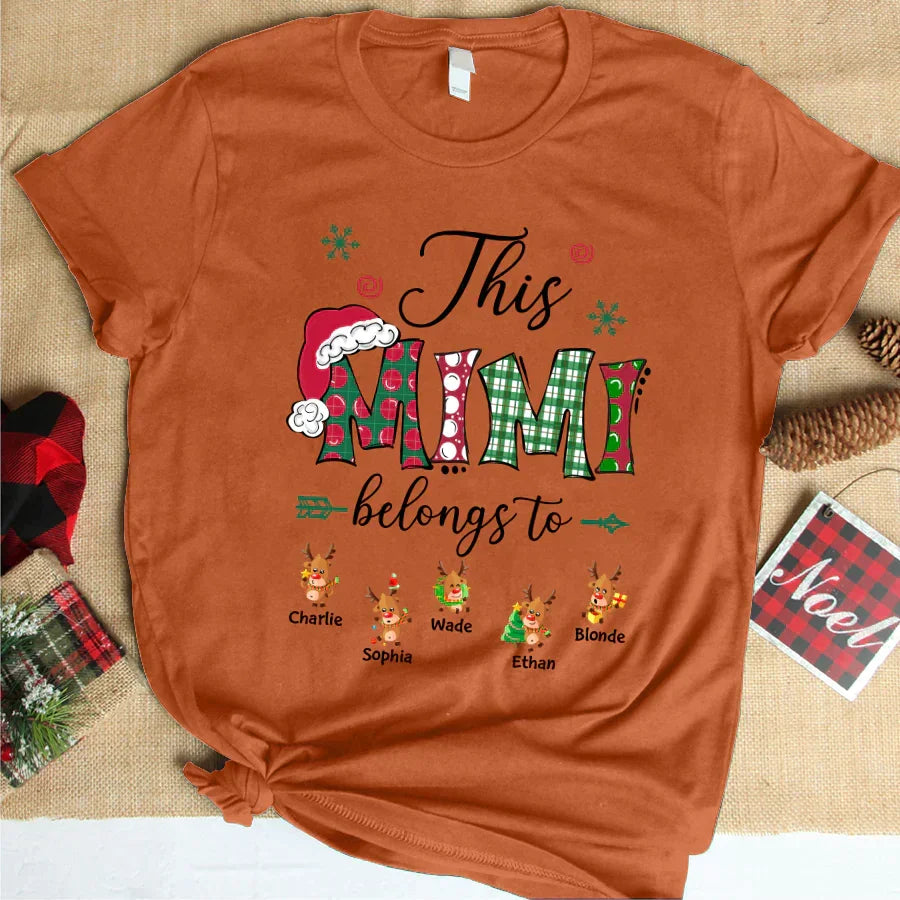 Lofaris Belongs To Christmas Reindeer Custom Name T-Shirt