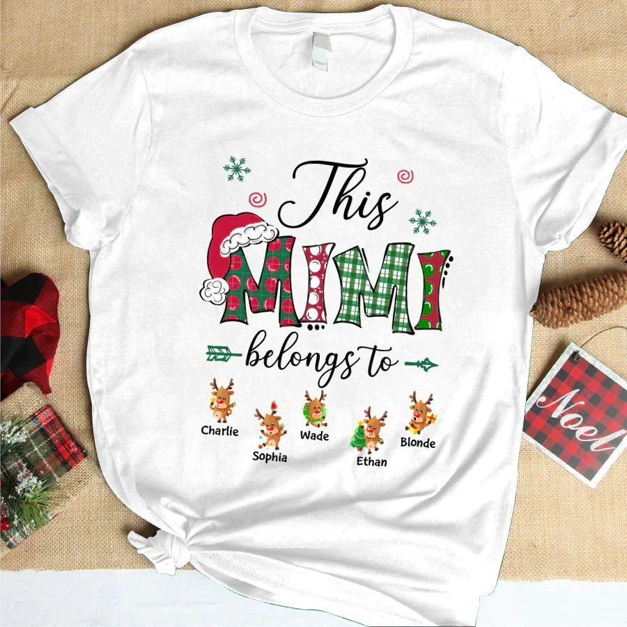 Lofaris Belongs To Christmas Reindeer Custom Name T-Shirt