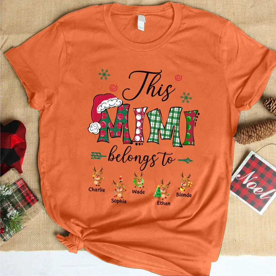 Lofaris Belongs To Christmas Reindeer Custom Name T-Shirt