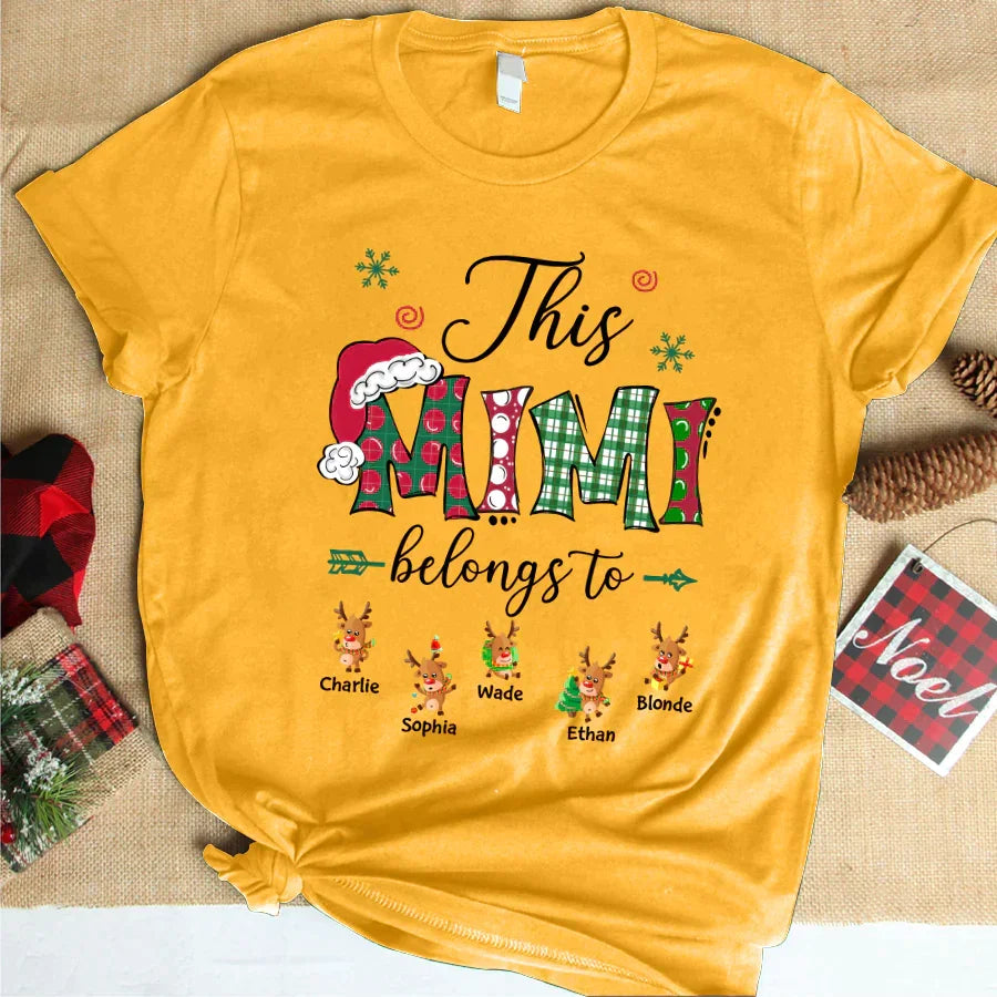 Lofaris Belongs To Christmas Reindeer Custom Name T-Shirt