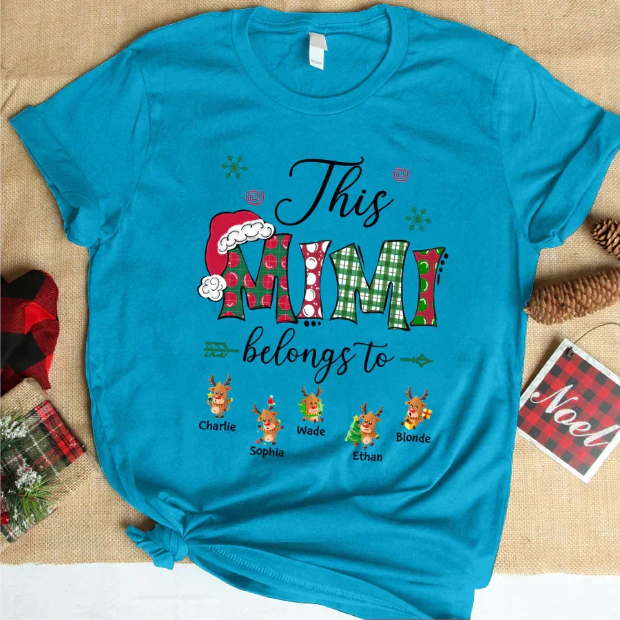Lofaris Belongs To Christmas Reindeer Custom Name T-Shirt