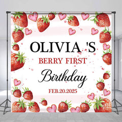 Lofaris Berry Sweet First Personalized Birthday Backdrop
