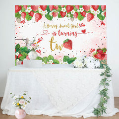 Lofaris Berry Sweet Giral 2nd Birthday Party Backdrop