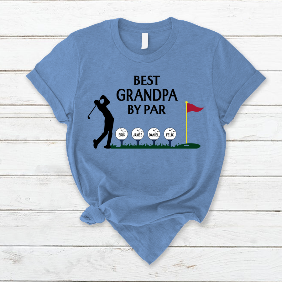 Lofaris Best Grandpa By Par Kids Golf Fathers Day T - Shirt