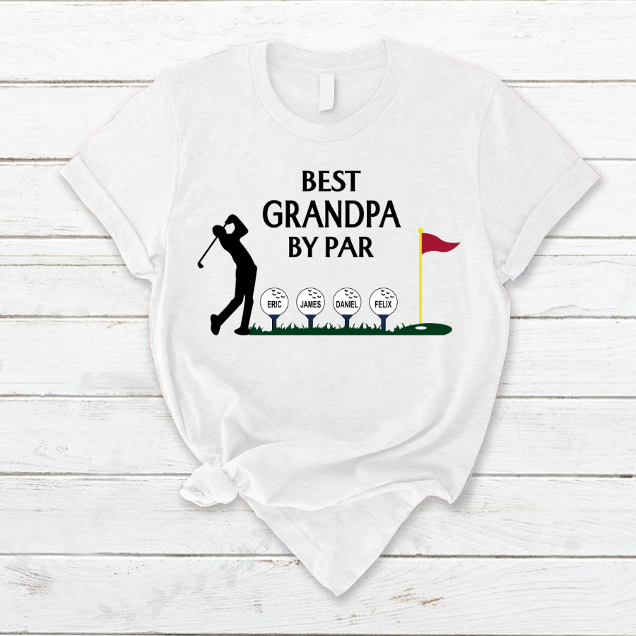 Lofaris Best Grandpa By Par Kids Golf Fathers Day T - Shirt