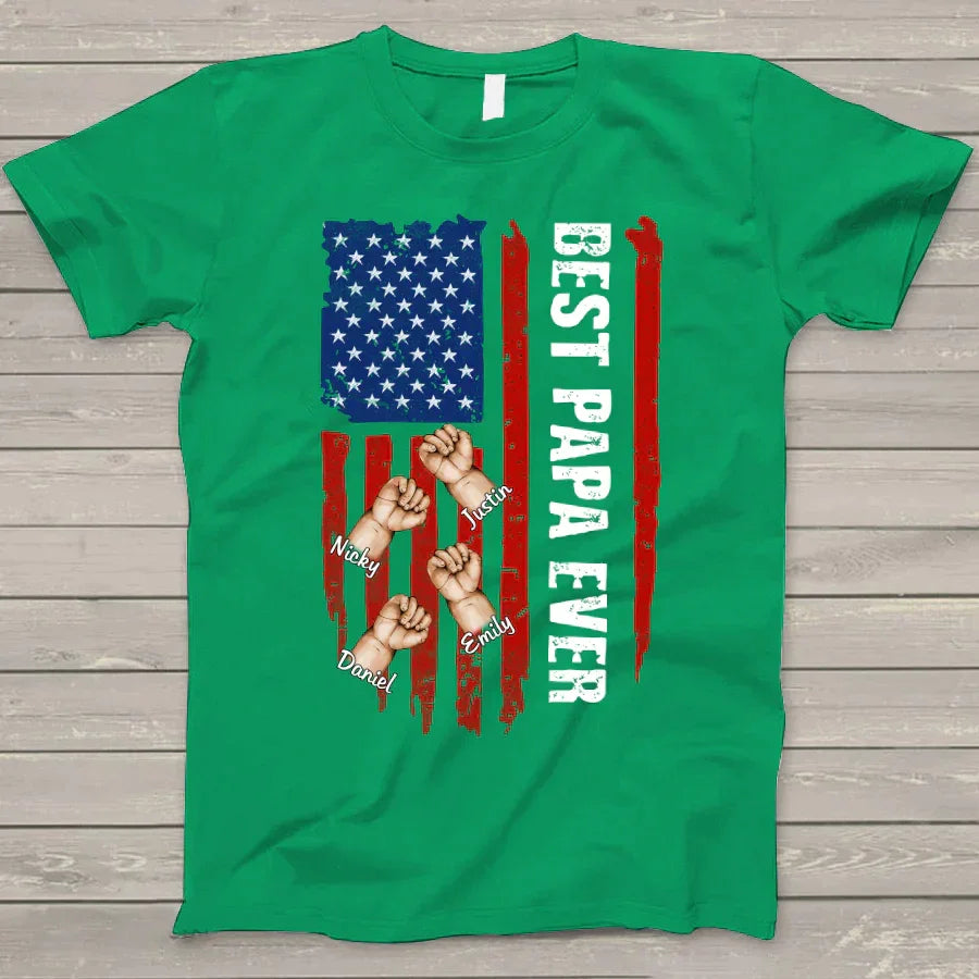 Lofaris Best Papa Ever Fist Grandkids Father’s Day Gift T - Shirt