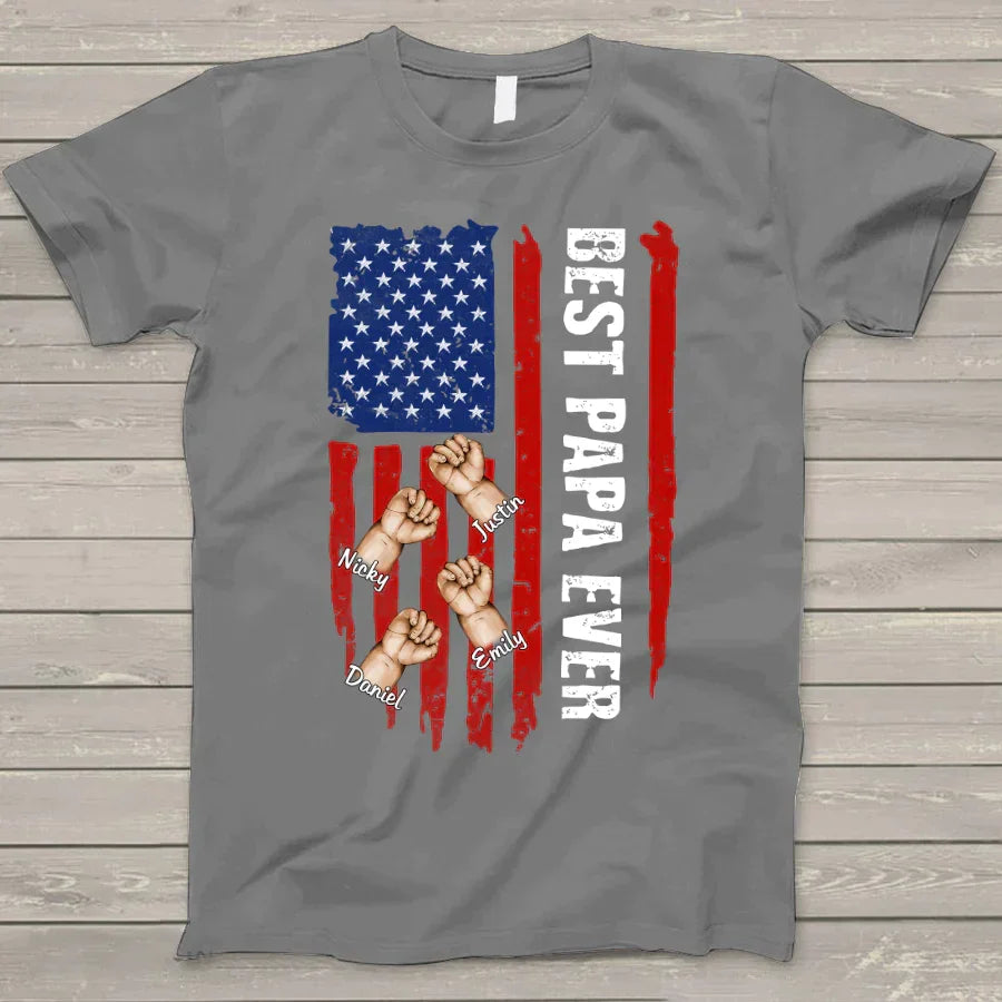 Lofaris Best Papa Ever Fist Grandkids Father’s Day Gift T - Shirt