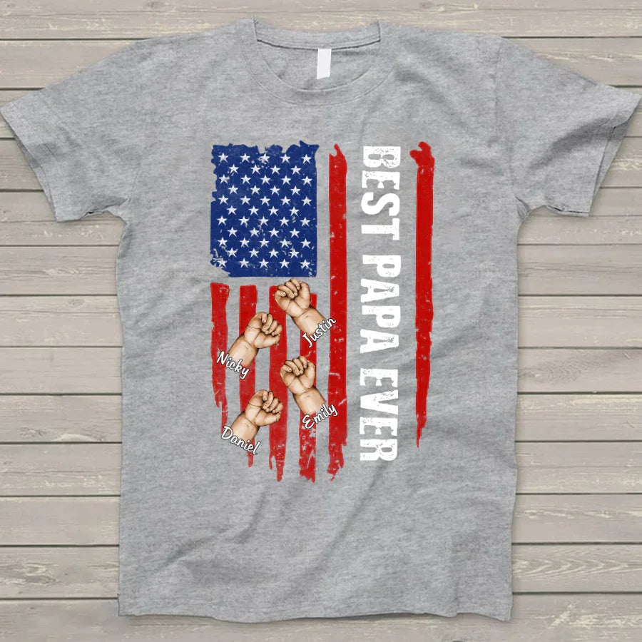 Lofaris Best Papa Ever Fist Grandkids Father’s Day Gift T - Shirt