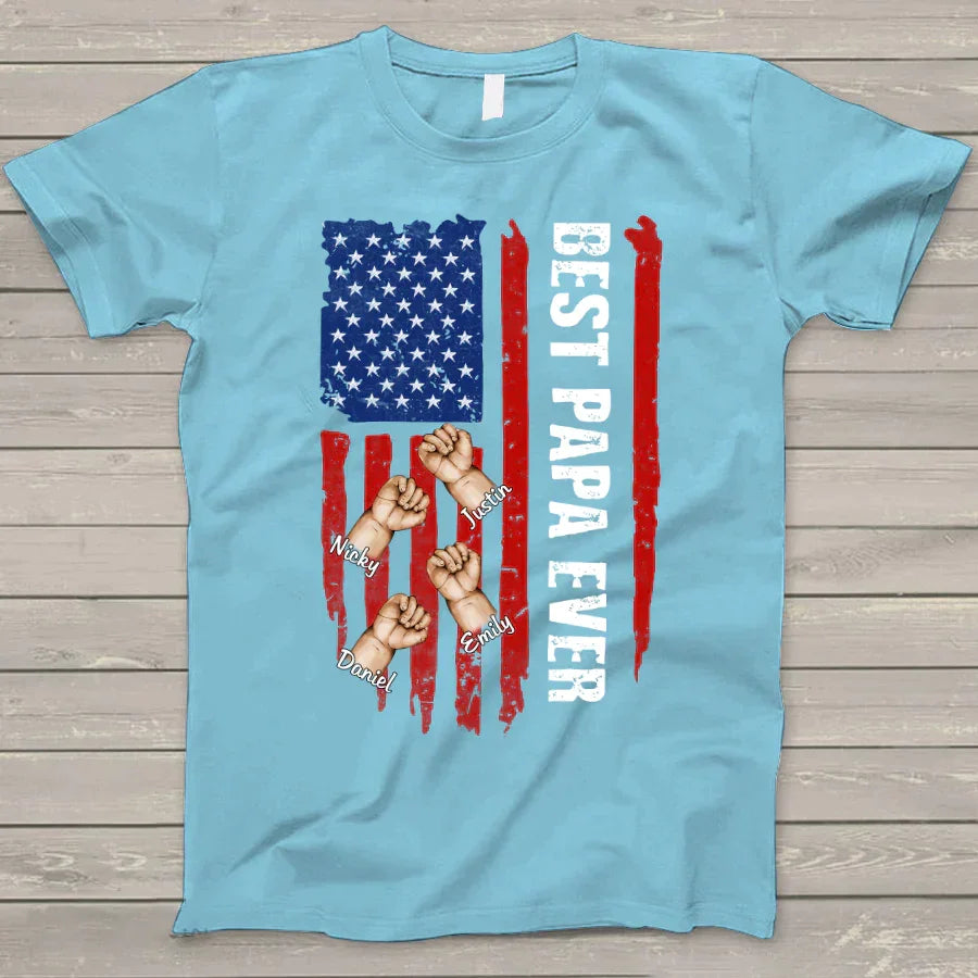 Lofaris Best Papa Ever Fist Grandkids Father’s Day Gift T - Shirt
