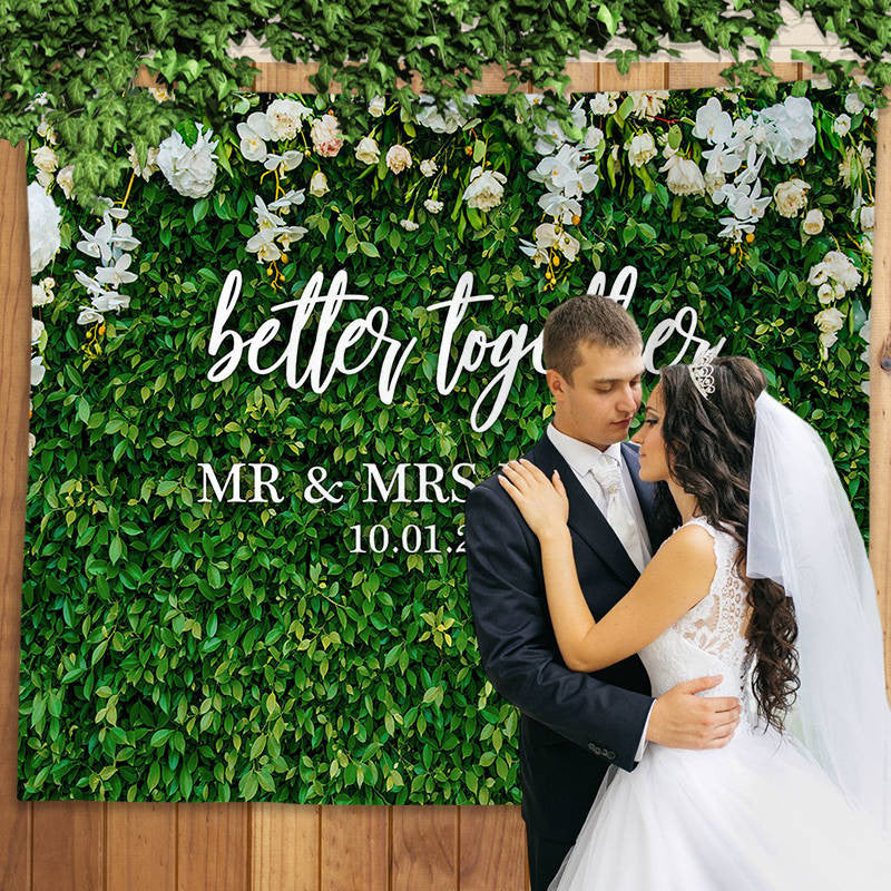Lofaris Greenery Floral Better Together Backdrop For Wedding