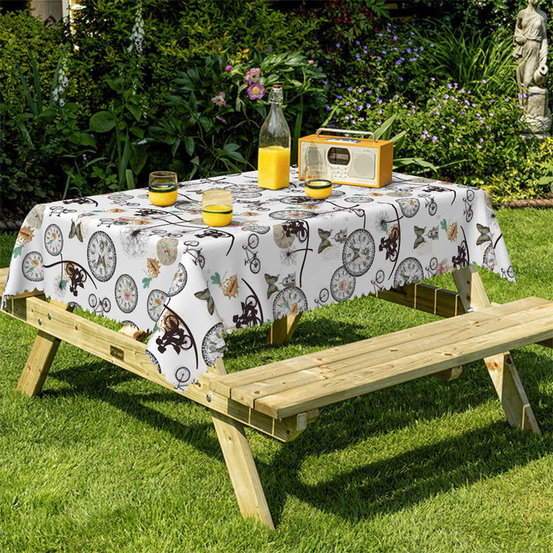 Lofaris Bicycle Clocks Couple Repeat Rectangle Tablecloth