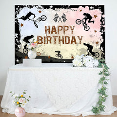 Lofaris Bicycle Race Star Black Ink Paint Birthday Backdrop