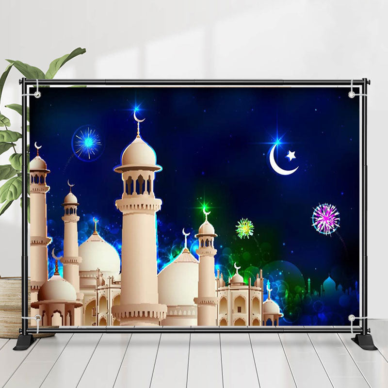 Lofaris Biege Palace Colorful Sparks Eid Mubarak Backdrop