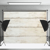 Lofaris Biege Vintage Horizontal Stripe Wood Photo Backdrop