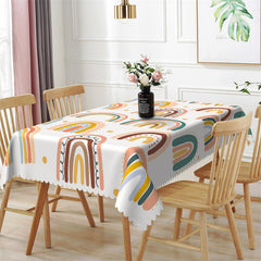 Lofaris Big Repeat Colorful Rainbow Rectangle Tablecloth