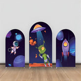 Lofaris Black Alien Astronaut UFO Galaxy Arch Backdrop Kit