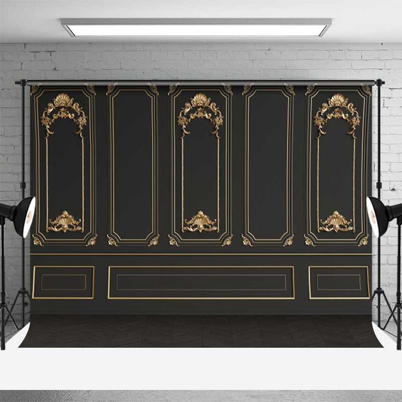 Lofaris Black And Gold Gypsum Line Vintage Wall Backdrop