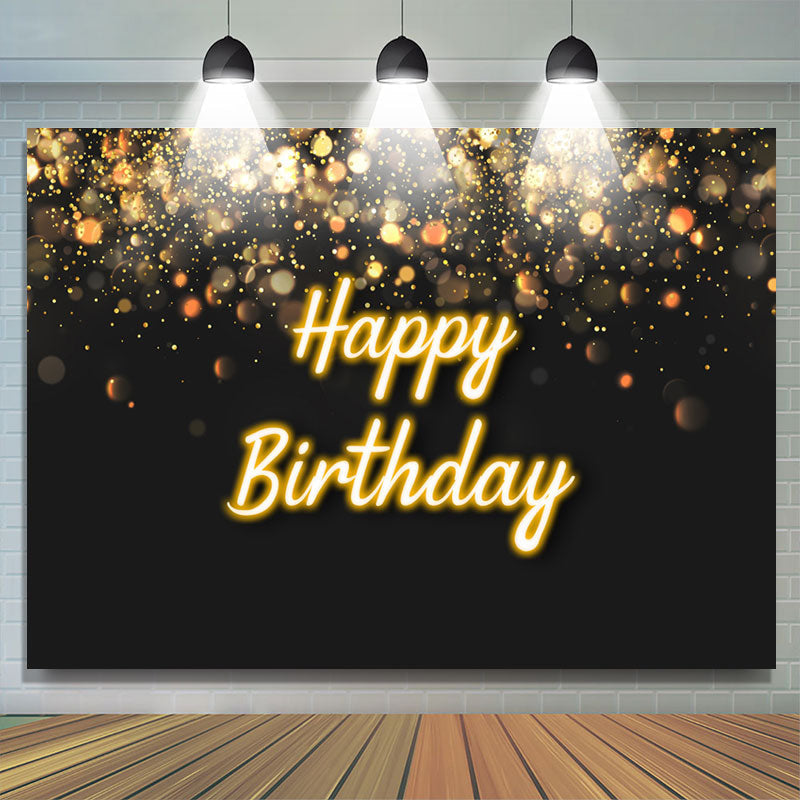Lofaris Black And Golden Glitter Bokeh Birthday Backdrop