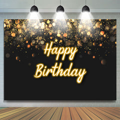 Lofaris Black And Golden Glitter Bokeh Birthday Backdrop