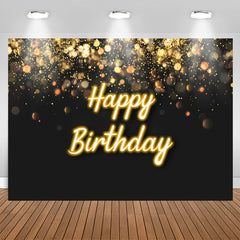 Lofaris Black And Golden Glitter Bokeh Birthday Backdrop