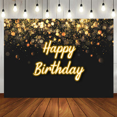 Lofaris Black And Golden Glitter Bokeh Birthday Backdrop